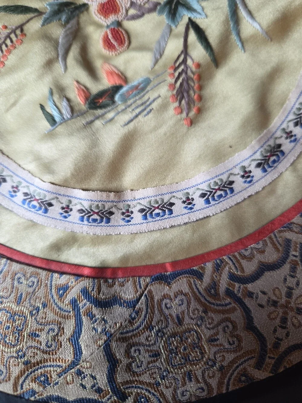 Vintage Chinese Embroidered Silk Bird , Butterfly, Flower detail (3) place mats